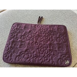 Vera Bradley Quilted Laptop Sleeve Plum Purple Floral Padded Case Zip Bag 17"EUC